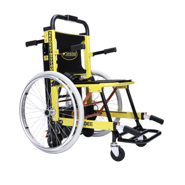 Seedee Attach Wheels wheelchair for stairs with 24‑inch electric wheel attachment