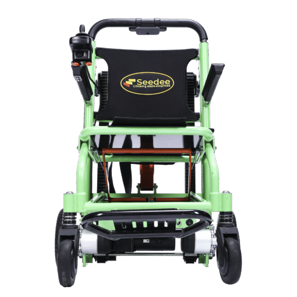 Wheelchair for stairs with joystick control, 24V battery operated system