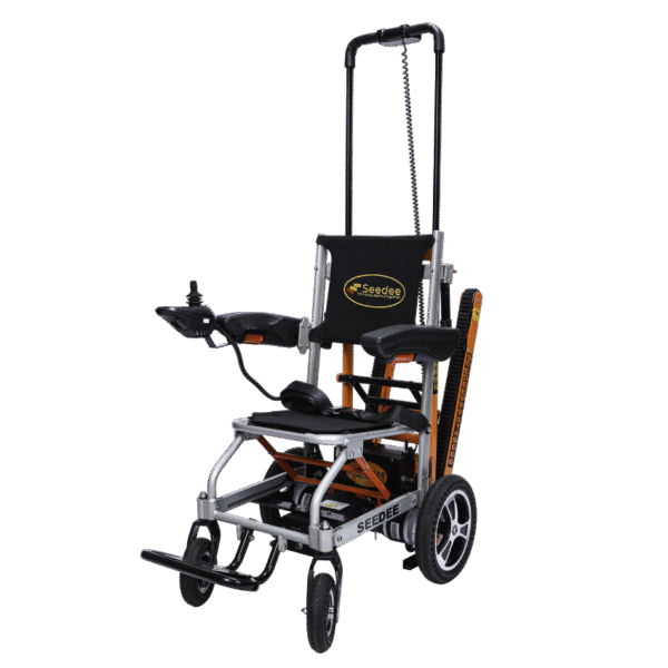 Battery operated stair climbing wheelchair with 24V system and 125 kg load for hospitals